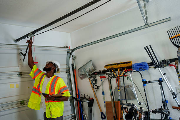 Professional Garage Door Panel Replacement technician working in Sanborn, NY